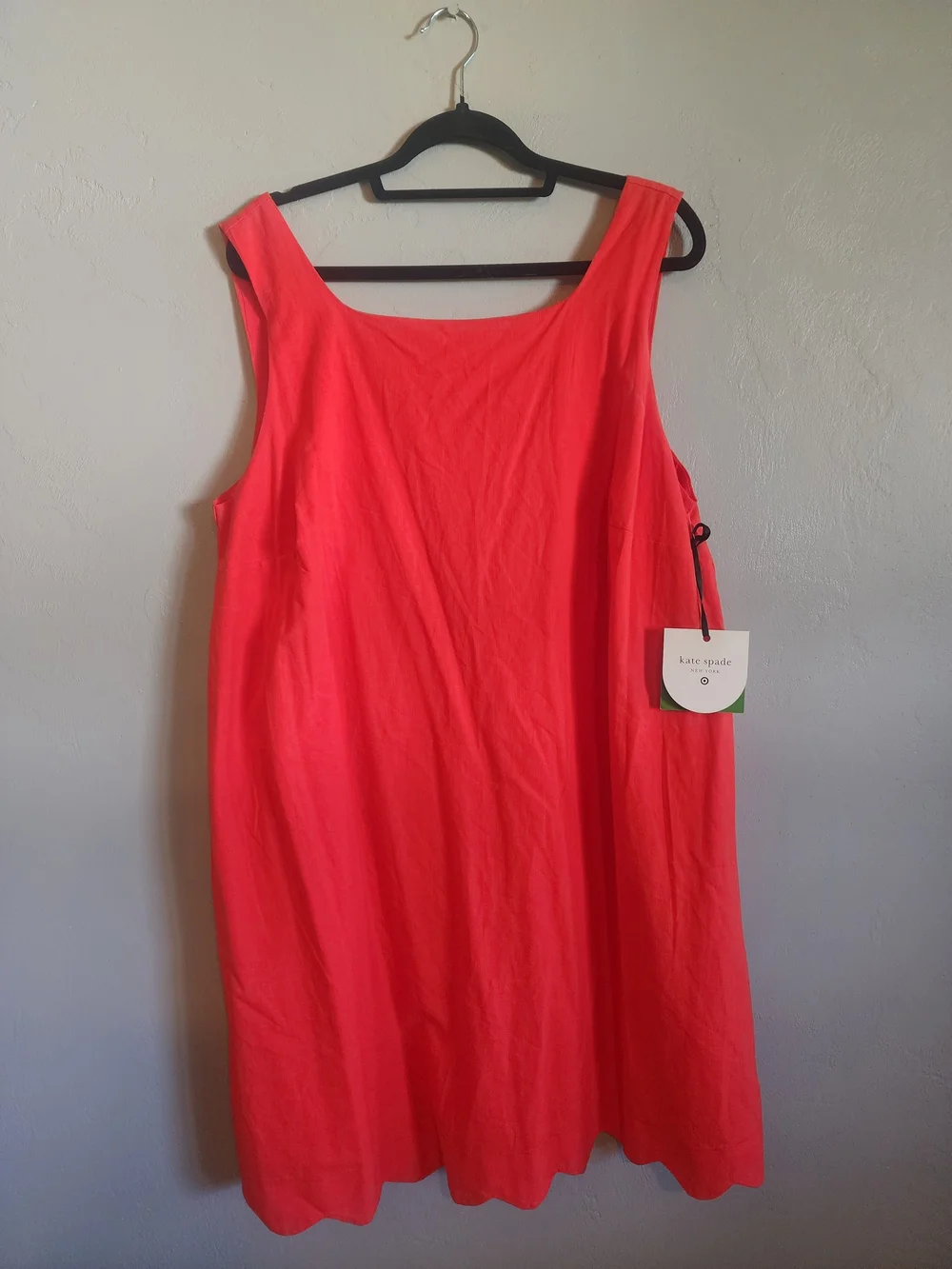 Kate Spade Red Sleeveless Midi Dress With Scalloped Hem